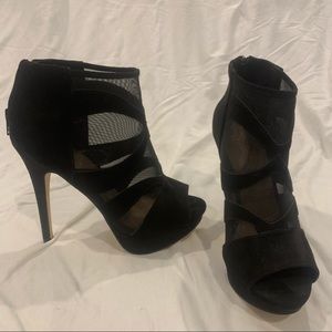 New mesh black platform heels